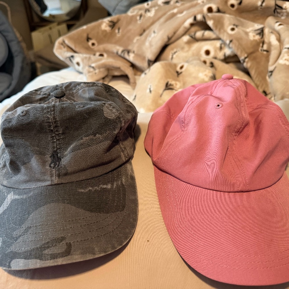 Two hats. One of them is Polo Ralph Lauren